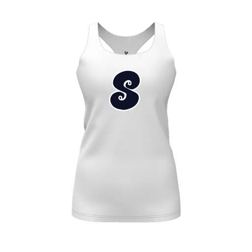 [FT0TRBWH-FYS-LOGO1] Decker Racerback Tank Top (Female Youth S, White, Logo 1)