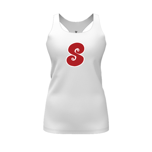 [FT0TRBWH-FYS-LOGO2] Decker Racerback Tank Top (Female Youth S, White, Logo 2)