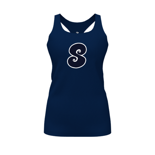 [FT0TRBNV-FYS-LOGO1] Decker Racerback Tank Top (Female Youth S, Navy, Logo 1)