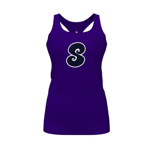 [FT0TRBPP-FYS-LOGO1] Decker Racerback Tank Top (Female Youth S, Purple, Logo 1)