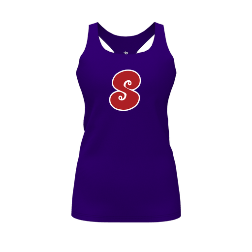 [FT0TRBPP-FYS-LOGO2] Decker Racerback Tank Top (Female Youth S, Purple, Logo 2)