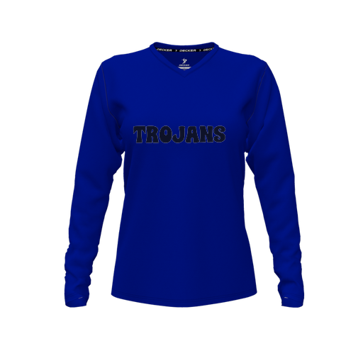 [FTLVPTRY-FYXS-LOGO3] Decker Performance T-Shirt (Female Youth XS, Royal, V Neck, Logo 3, Long Sleeve)