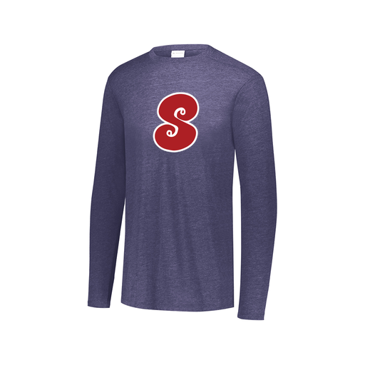[FTLCUBNV-AXS-LOGO2] Decker Men's Tri-Blend T-Shirt - Long Sleeve (Adult XS, Navy, Logo 2)