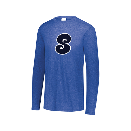 [FTLCUBRY-AXS-LOGO1] Decker Men's Tri-Blend T-Shirt - Long Sleeve (Adult XS, Royal, Logo 1)