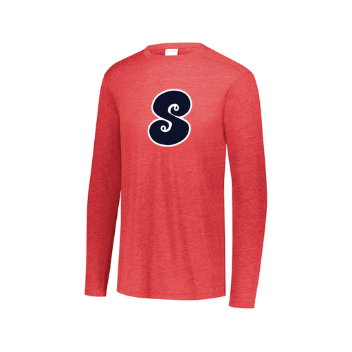 [FTLCUBRD-AXS-LOGO1] Decker Men's Tri-Blend T-Shirt - Long Sleeve (Adult XS, Red, Logo 1)